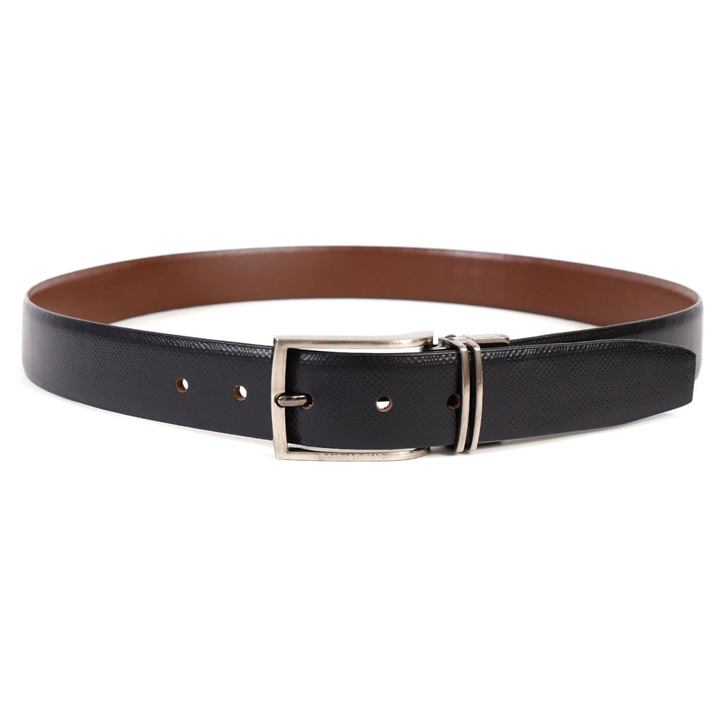 Reversible Genuine Leather Belt for Men with Silver Buckle | 2-in-1 Formal & Casual Belt