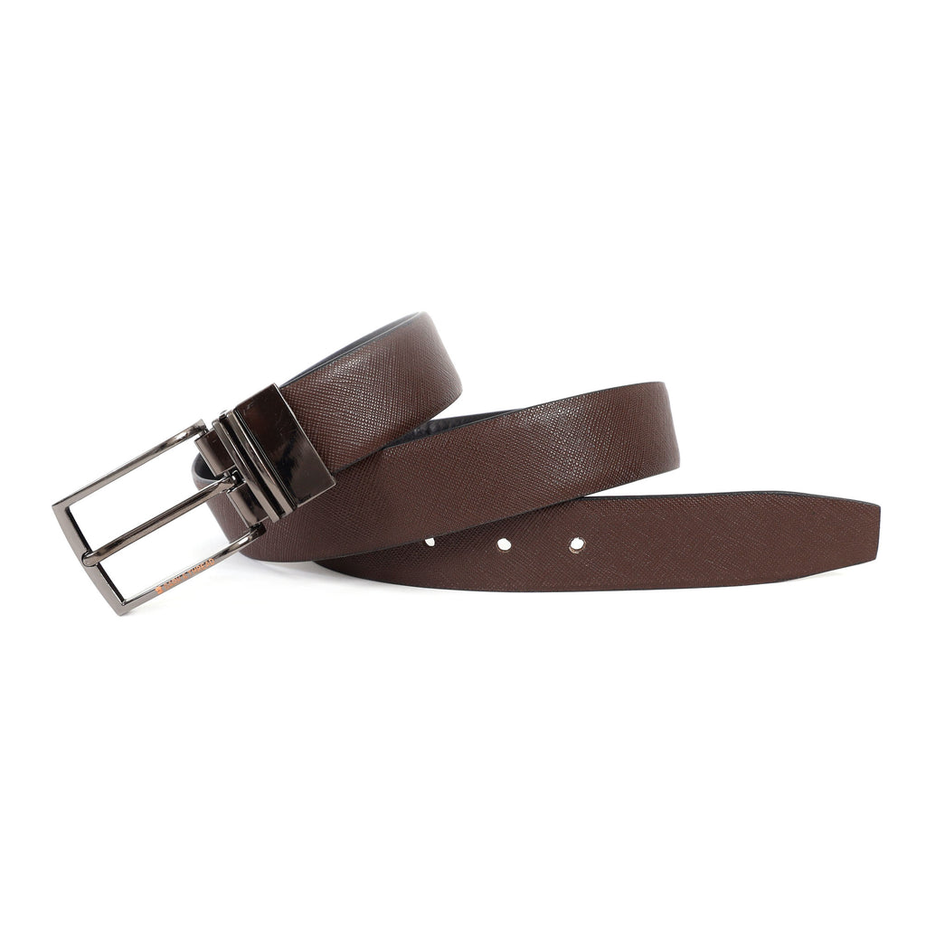 Premium Reversible Leather Belt with Silver Buckle – 2-in-1 Style for Every Occasion