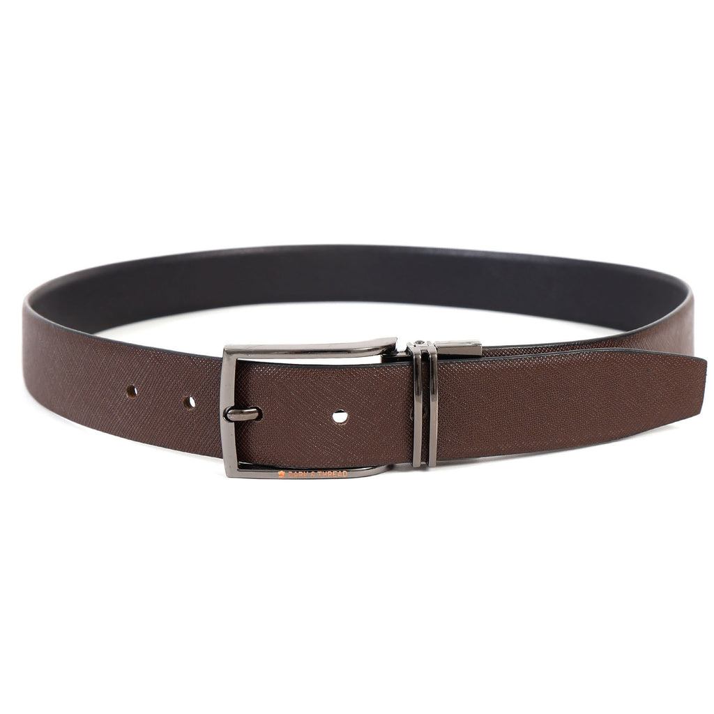 Premium Reversible Leather Belt with Silver Buckle – 2-in-1 Style for Every Occasion