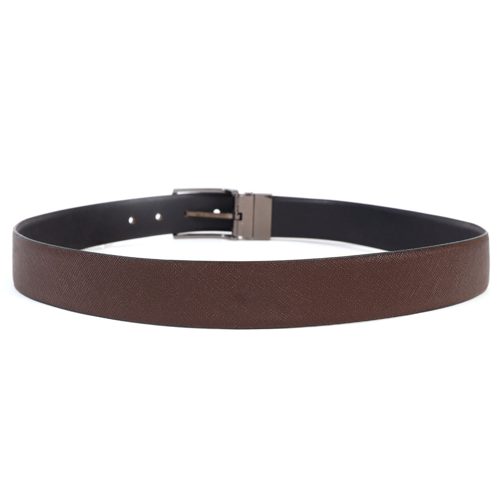 Premium Reversible Leather Belt with Silver Buckle – 2-in-1 Style for Every Occasion