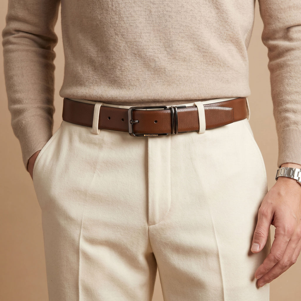 Reversible Leather Belt with Silver Buckle – Versatile Style Meets Premium Craftsmanship