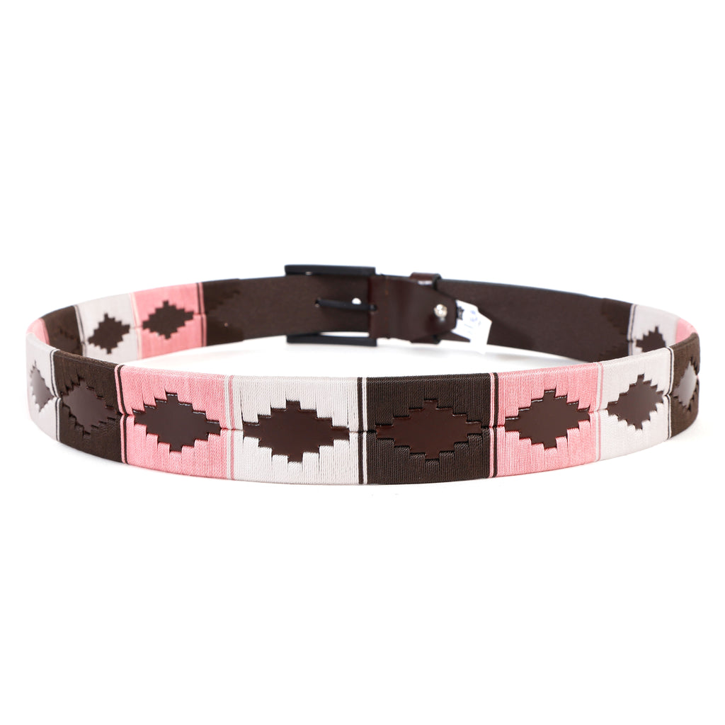 Premium Polo Leather Belt with Multicolour Stitching – Brown Strap & Black Buckle