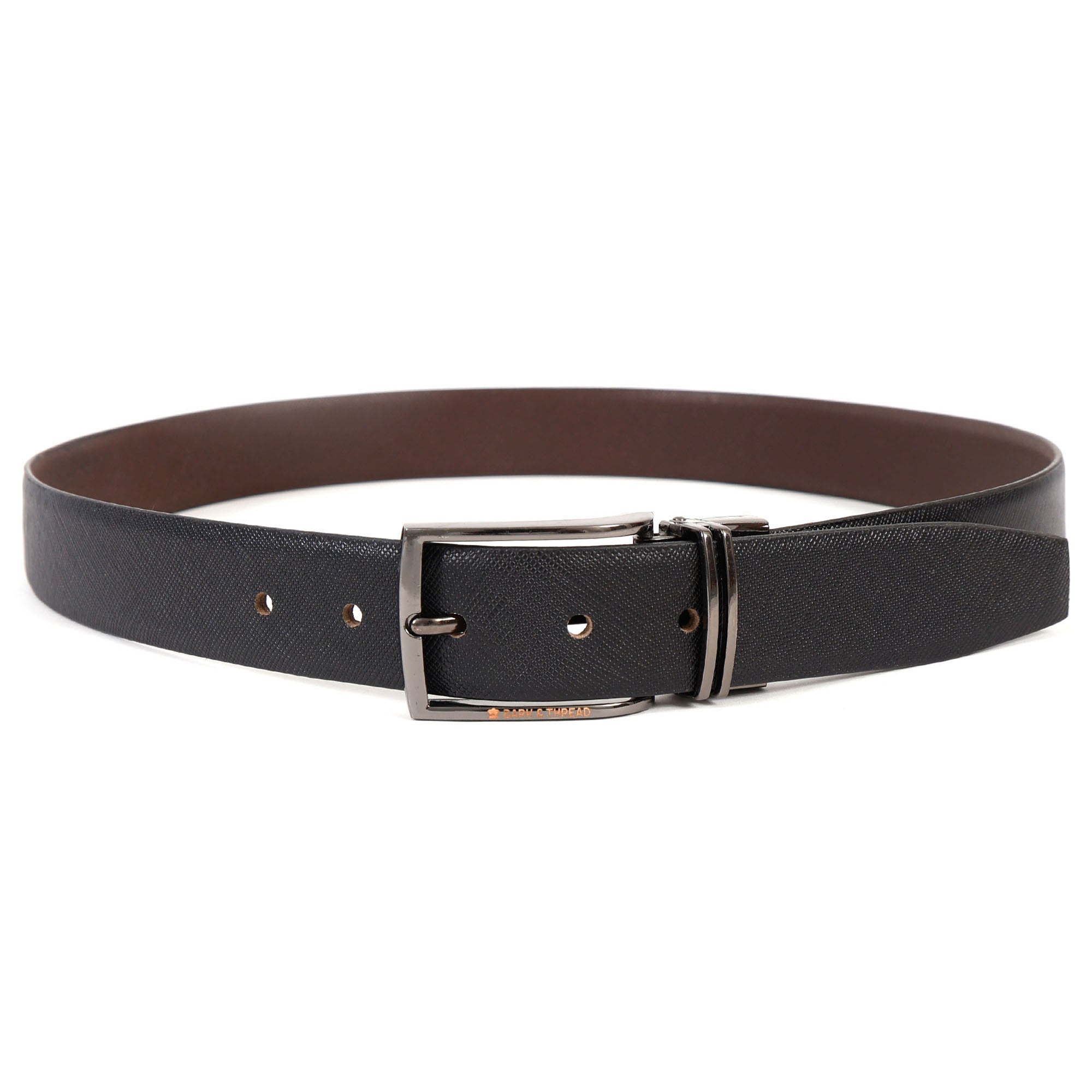 Premium Reversible Leather Belt with Silver Buckle – 2-in-1 Style for Every Occasion