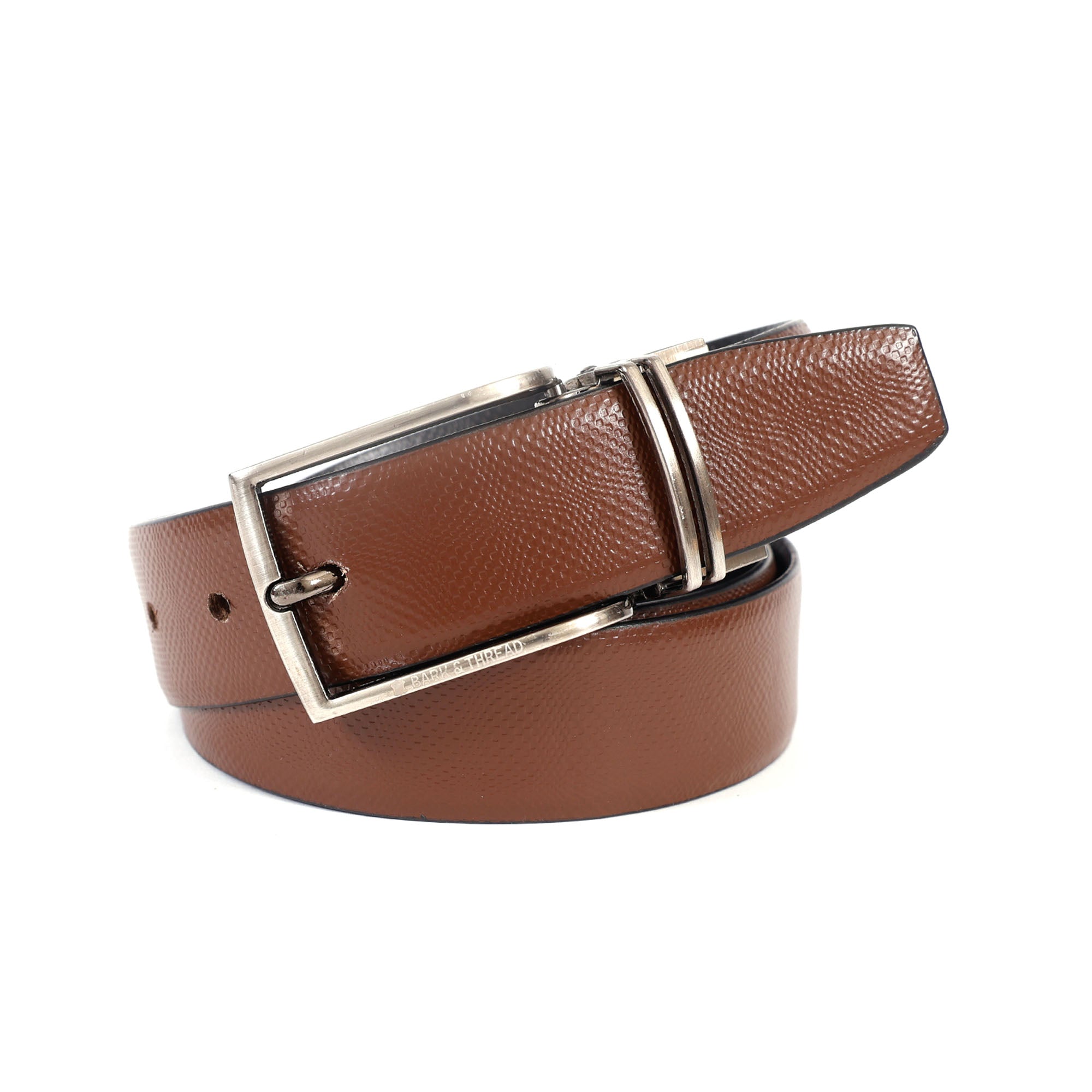 Reversible Genuine Leather Belt for Men with Silver Buckle | 2-in-1 Formal & Casual Belt