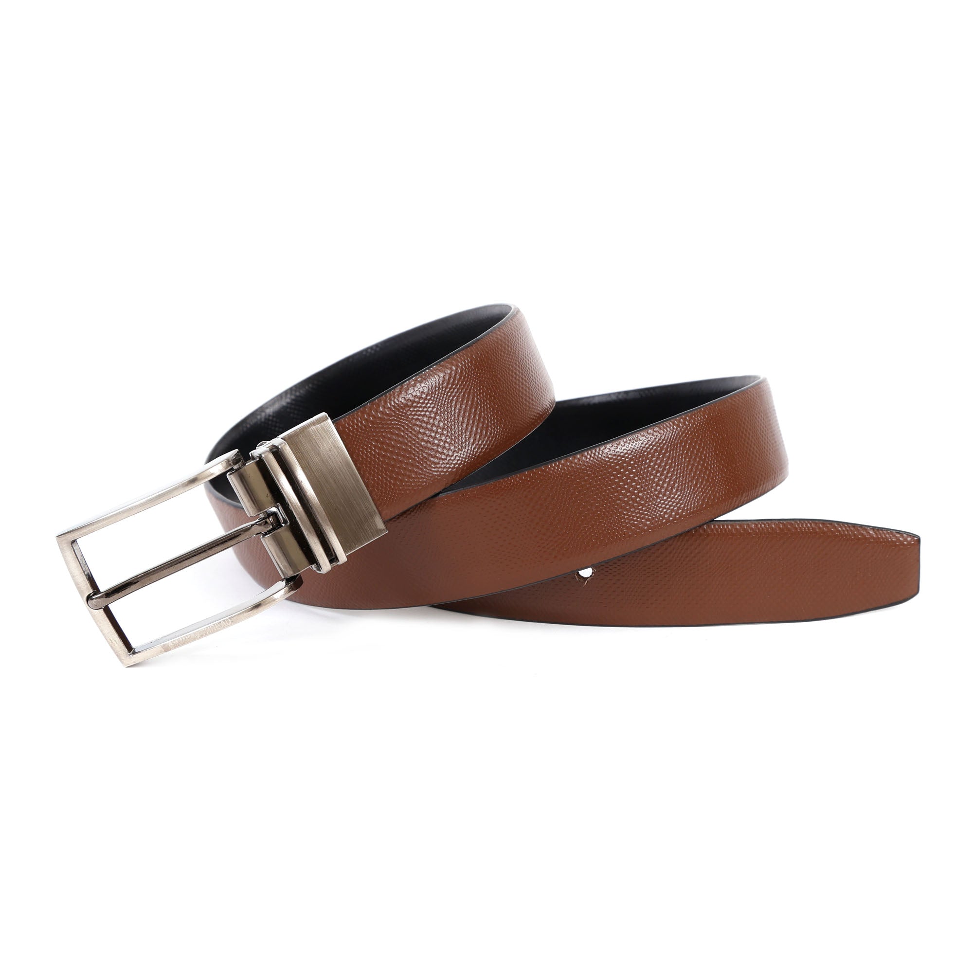Reversible Genuine Leather Belt for Men with Silver Buckle | 2-in-1 Formal & Casual Belt