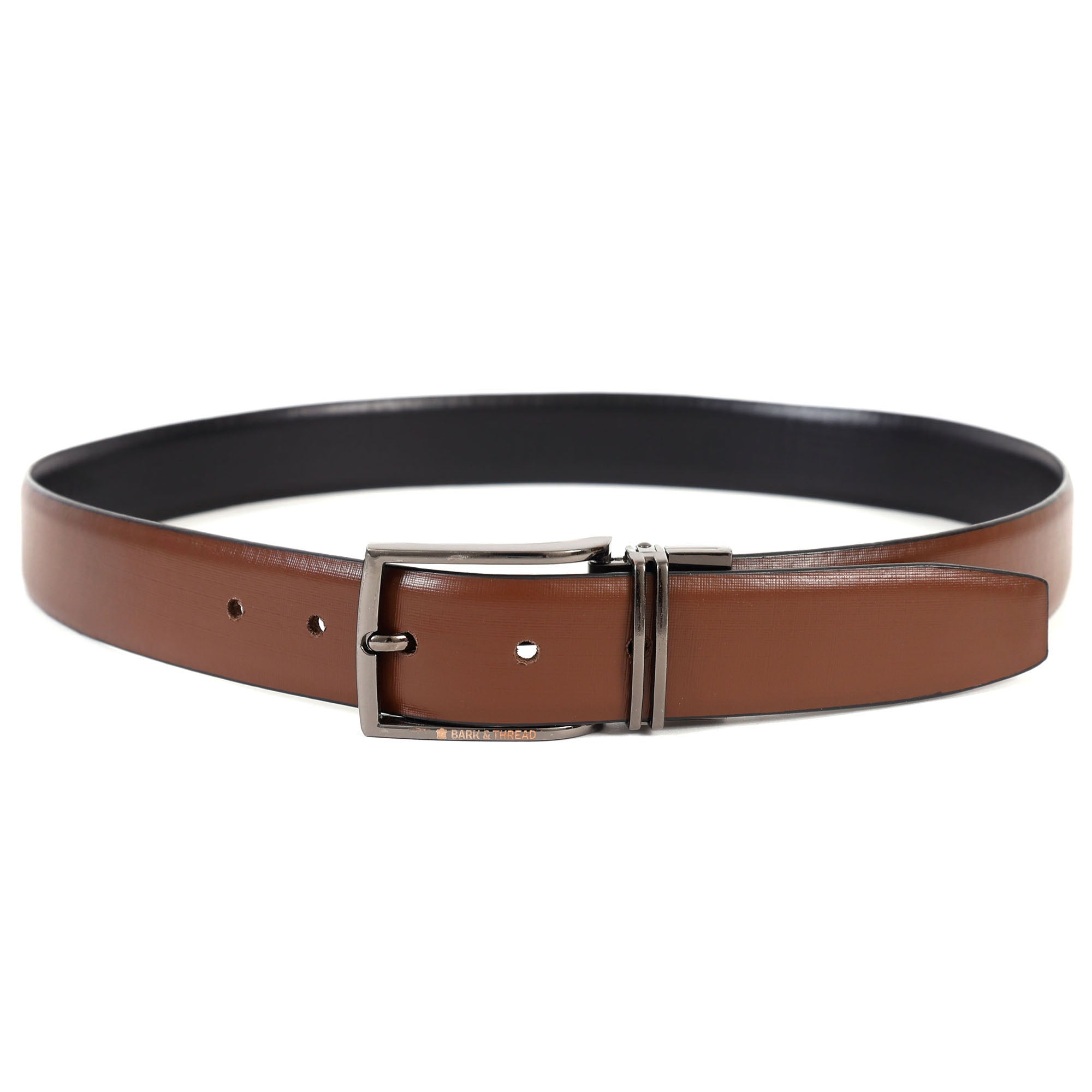Reversible Genuine Leather Belt for Men with Silver Buckle | 2-in-1 Formal & Casual Belt