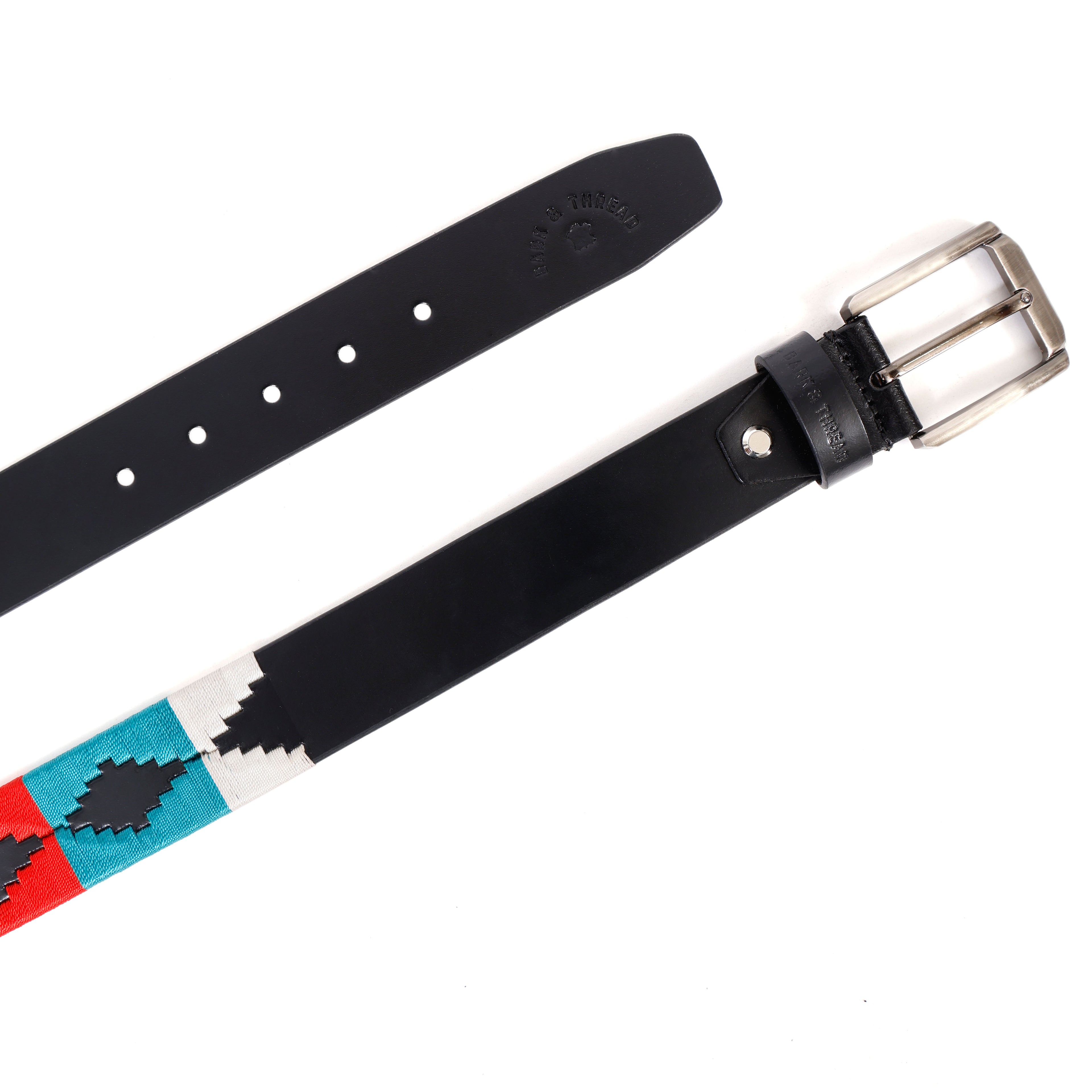 Premium Polo Leather Belt with Multi Stitching – Black Strap & Silver Buckle