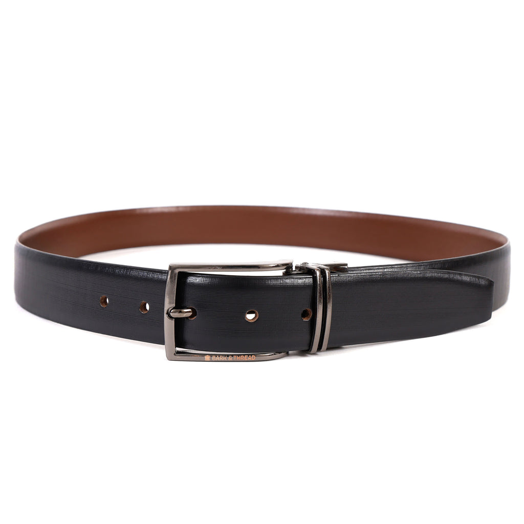 Reversible Genuine Leather Belt for Men with Silver Buckle | 2-in-1 Formal & Casual Belt