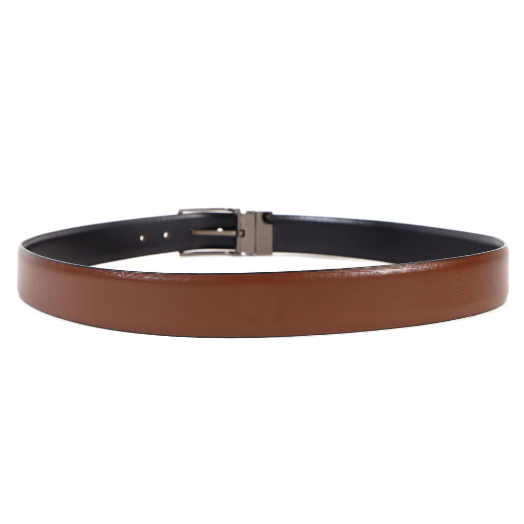 Reversible Genuine Leather Belt for Men with Silver Buckle | 2-in-1 Formal & Casual Belt