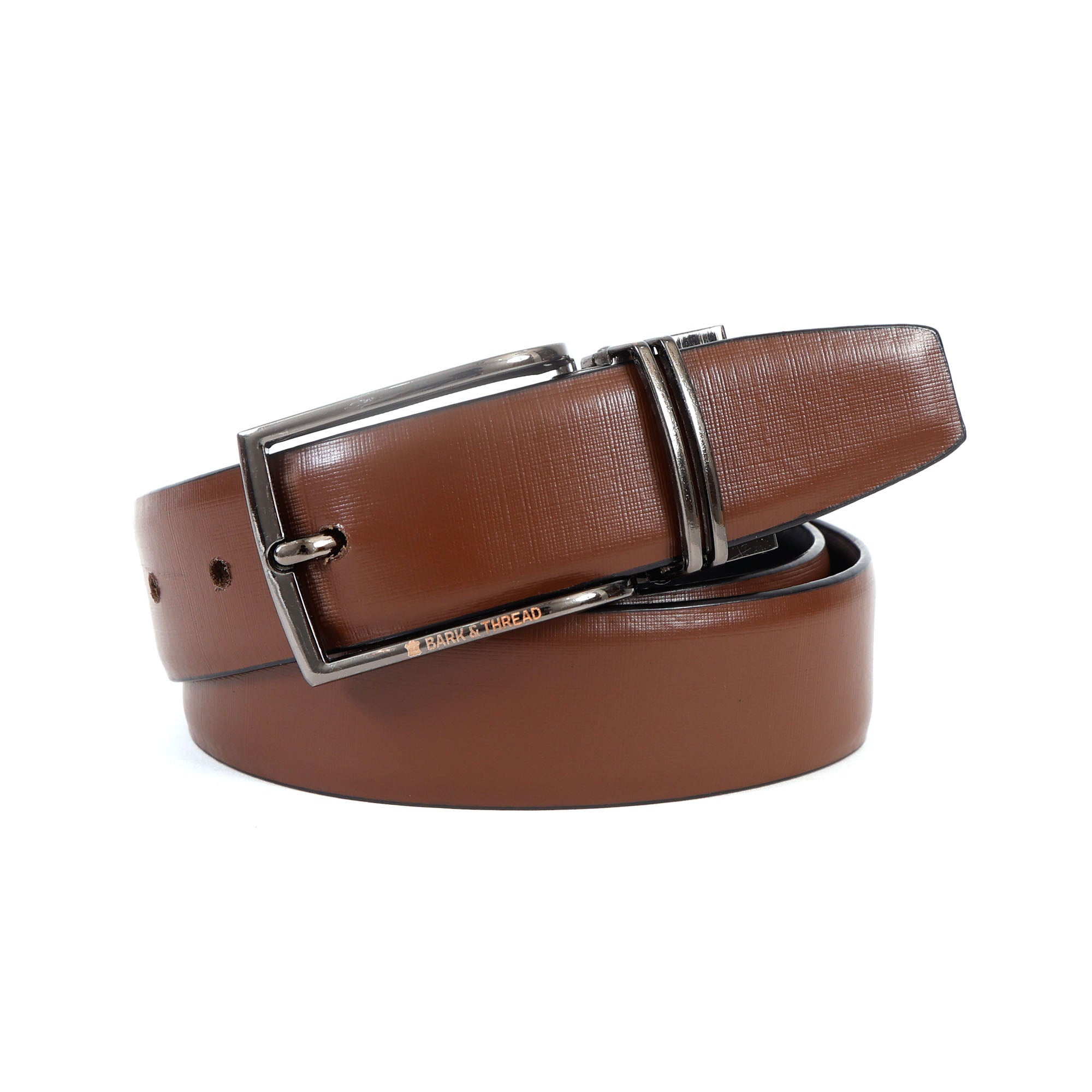 Reversible Genuine Leather Belt for Men with Silver Buckle | 2-in-1 Formal & Casual Belt