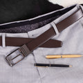 Reversible Genuine Leather Belt for Men with Silver Buckle | 2-in-1 Dual Color Formal & Casual Belt