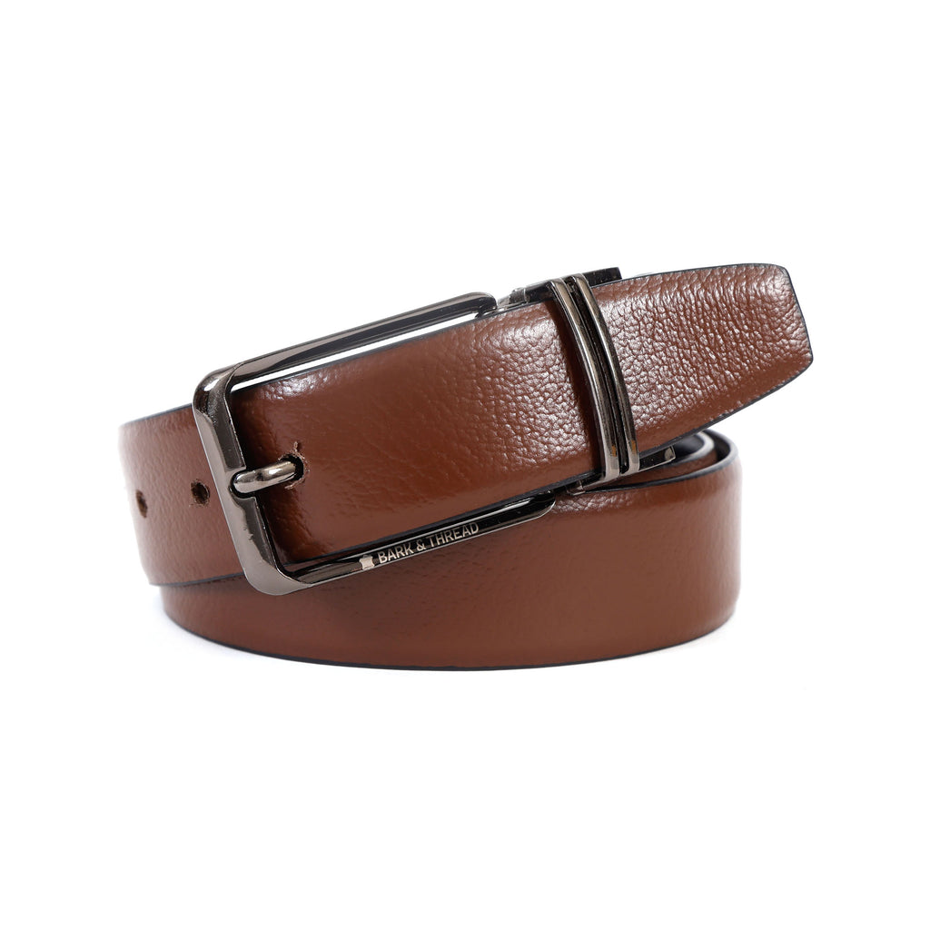 Premium Reversible Genuine Leather Belt for Men with Silver Buckle | Dual Color 2-in-1 Formal & Casual Wear