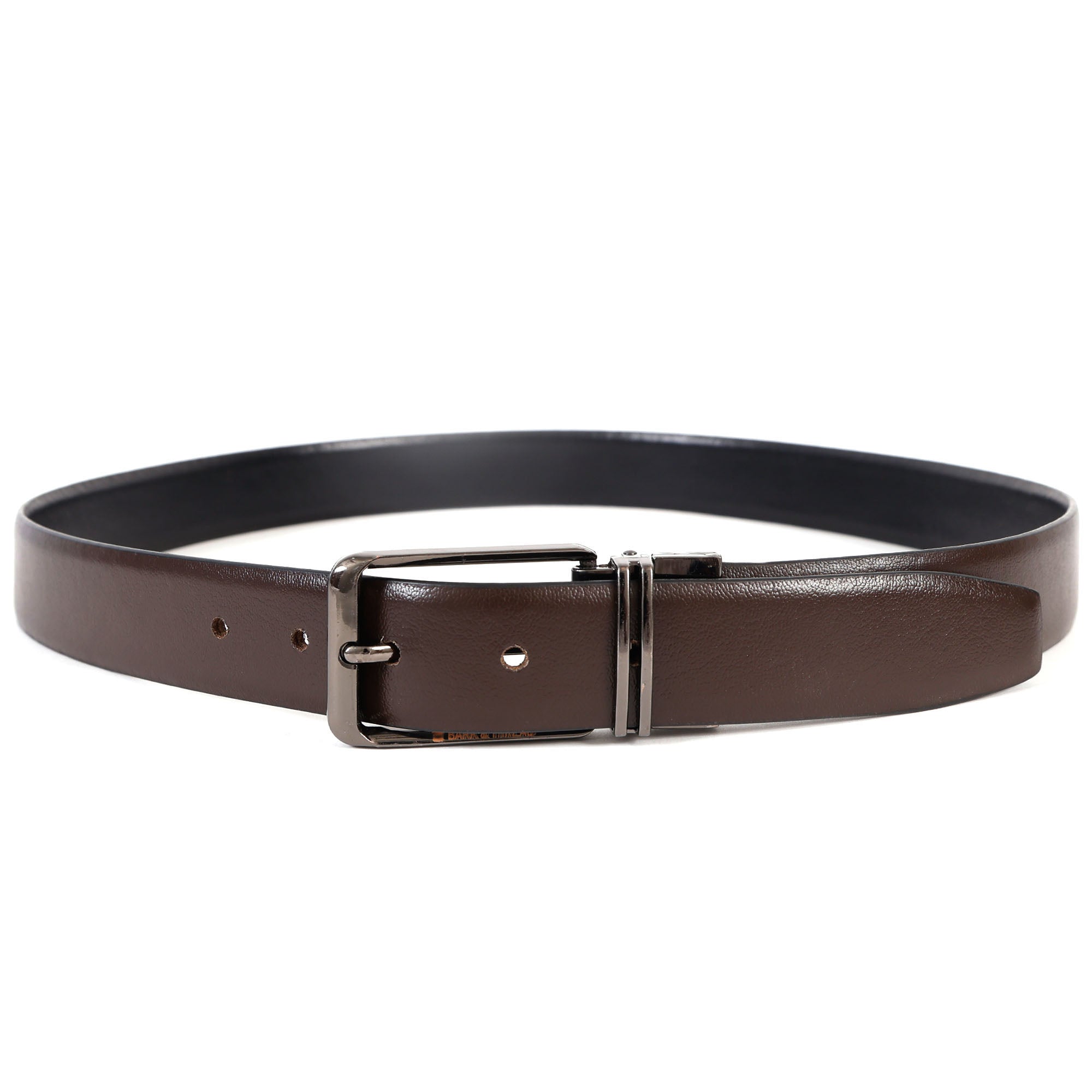 Reversible Genuine Leather Belt for Men with Silver Buckle | 2-in-1 Dual Color Formal & Casual Belt