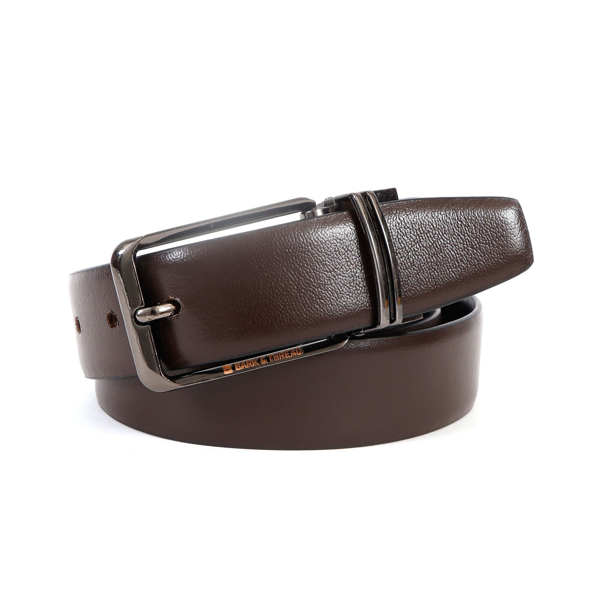 Reversible Genuine Leather Belt for Men with Silver Buckle | 2-in-1 Dual Color Formal & Casual Belt