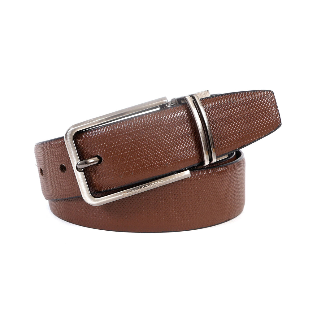 Reversible Genuine Leather Belt for Men with Silver Buckle – Precision Crafted for Modern Elegance