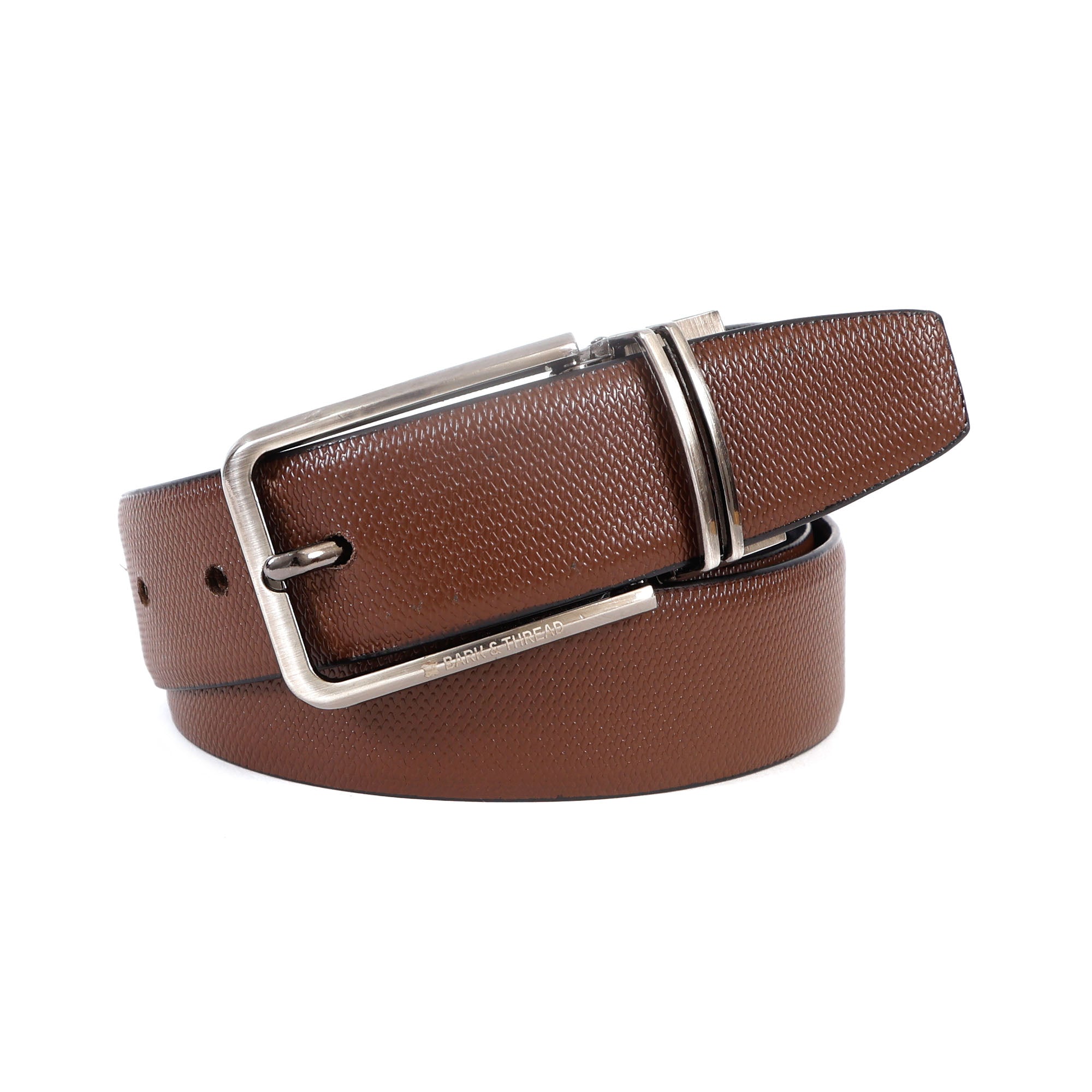 Reversible Genuine Leather Belt for Men with Silver Buckle – Precision Crafted for Modern Elegance