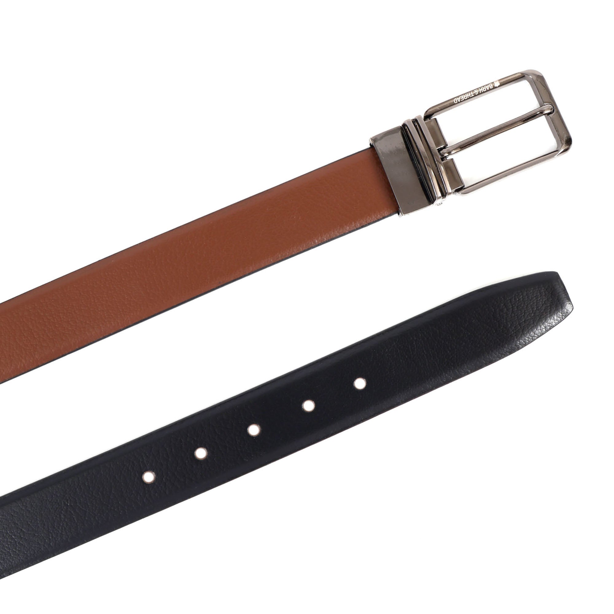 Premium Reversible Genuine Leather Belt for Men with Silver Buckle | Dual Color 2-in-1 Formal & Casual Wear