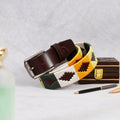 Premium Polo Leather Belt with Multicolor Stitching – Brown Strap & Silver Buckle