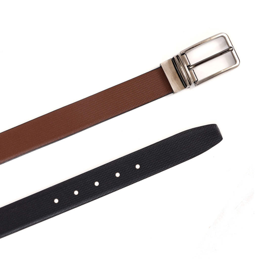 Reversible Genuine Leather Belt for Men with Silver Buckle – Precision Crafted for Modern Elegance