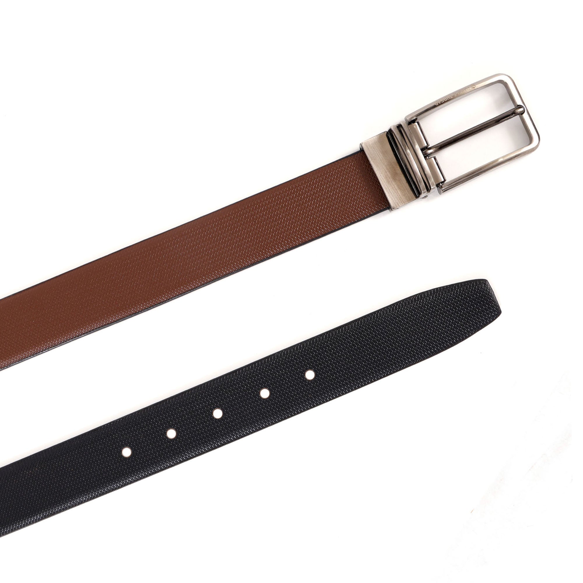 Reversible Genuine Leather Belt for Men with Silver Buckle – Precision Crafted for Modern Elegance