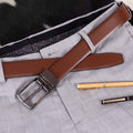 Reversible Genuine Leather Belt for Men with Silver Buckle | 2-in-1 Formal & Casual Belt