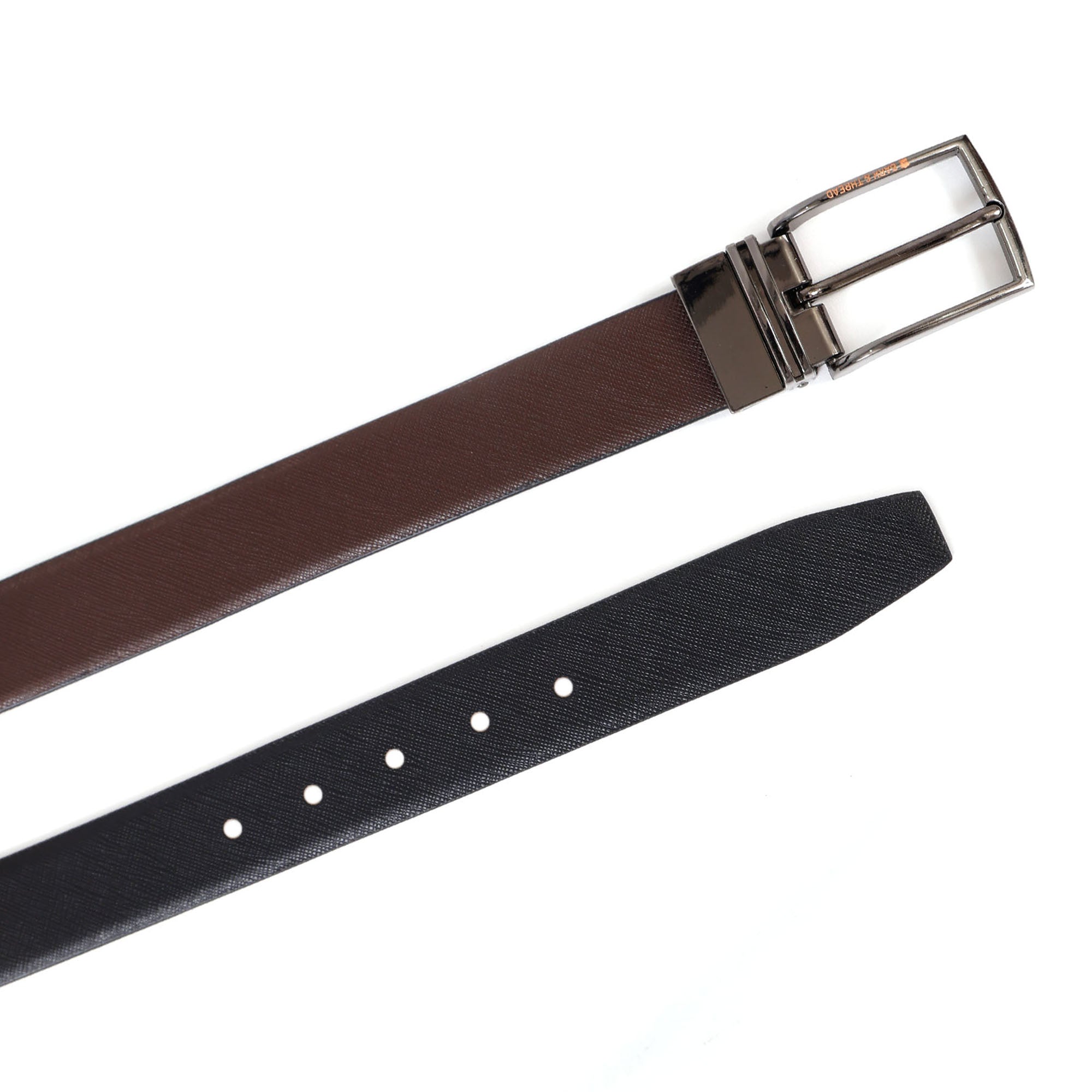 Premium Reversible Leather Belt with Silver Buckle – 2-in-1 Style for Every Occasion