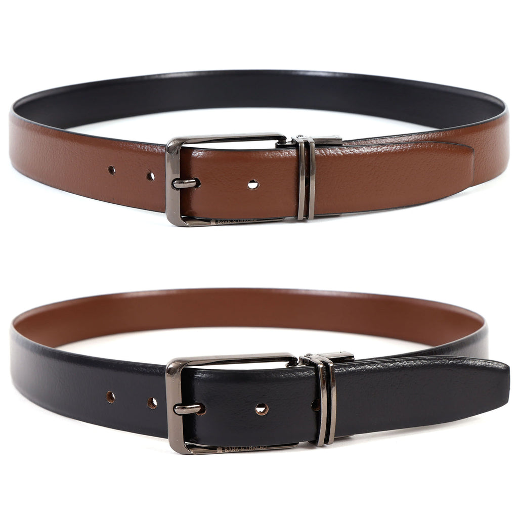 Premium Reversible Genuine Leather Belt for Men with Silver Buckle | Dual Color 2-in-1 Formal & Casual Wear