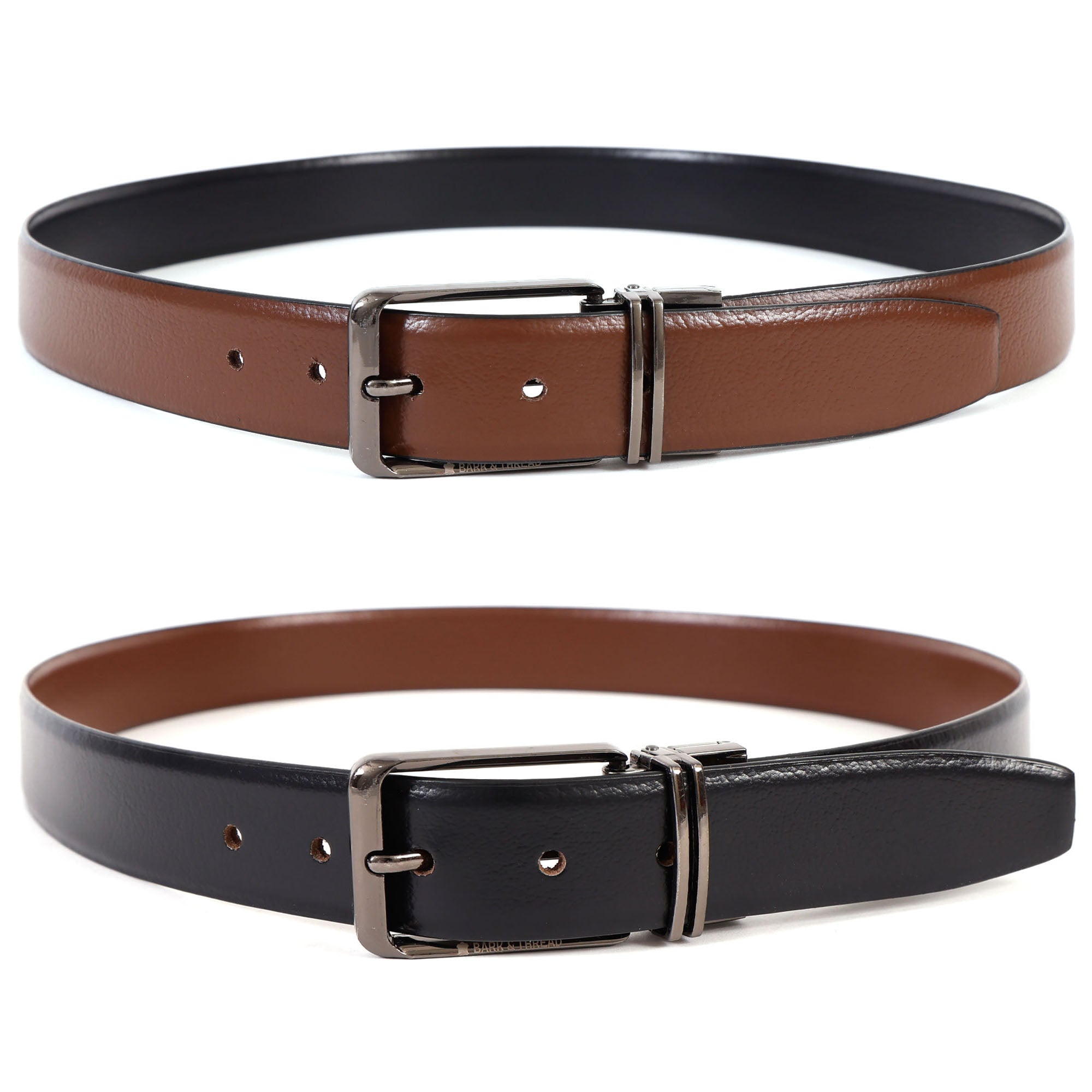 Premium Reversible Genuine Leather Belt for Men with Silver Buckle | Dual Color 2-in-1 Formal & Casual Wear