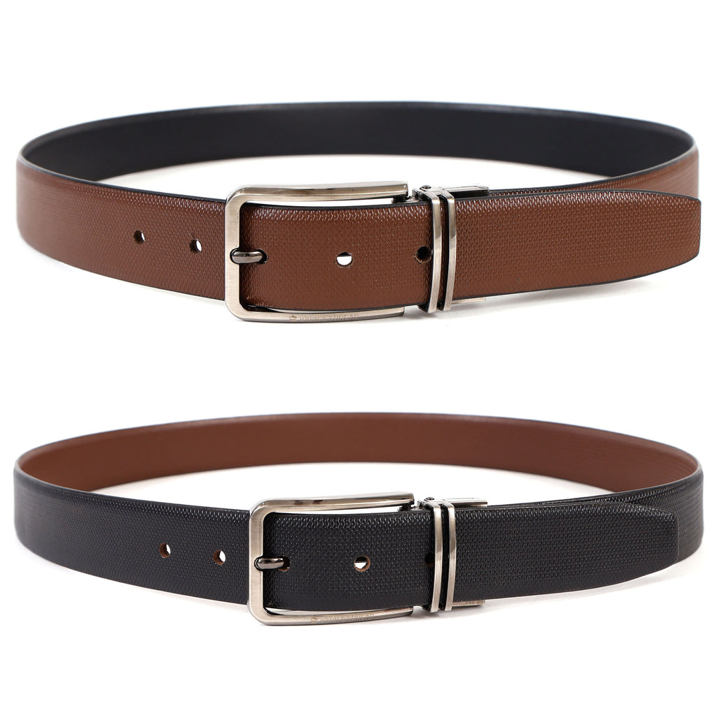 Reversible Genuine Leather Belt for Men with Silver Buckle – Precision Crafted for Modern Elegance