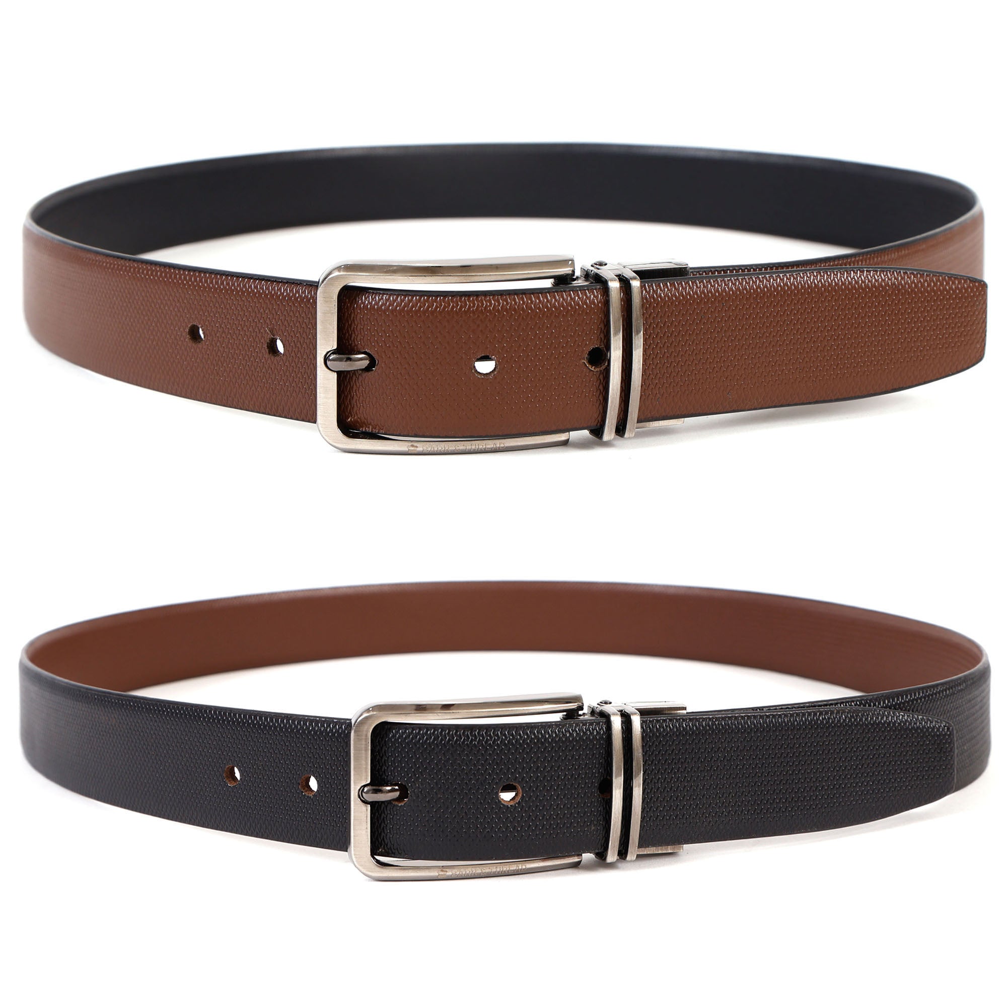 Reversible Genuine Leather Belt for Men with Silver Buckle – Precision Crafted for Modern Elegance