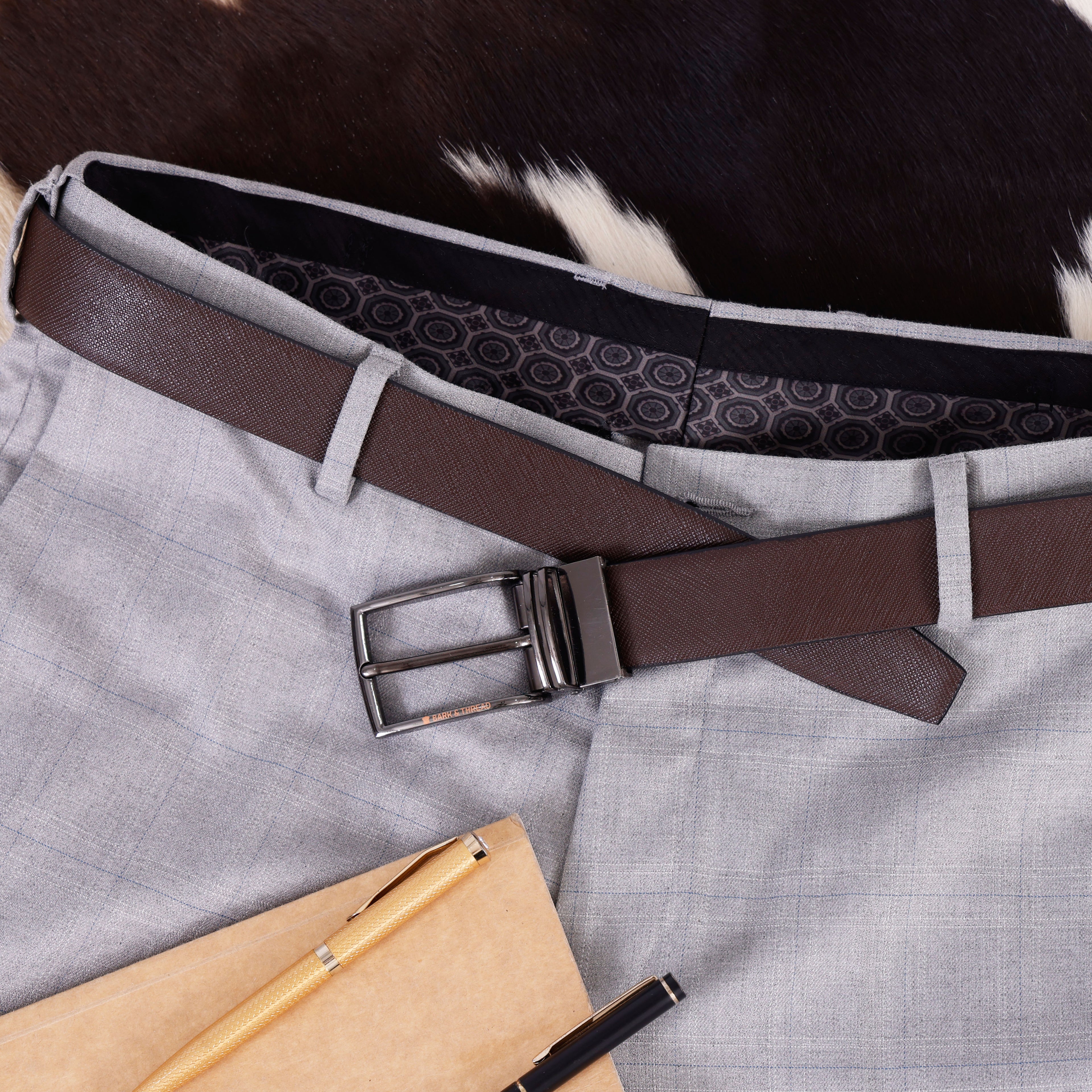 Premium Reversible Leather Belt with Silver Buckle – 2-in-1 Style for Every Occasion