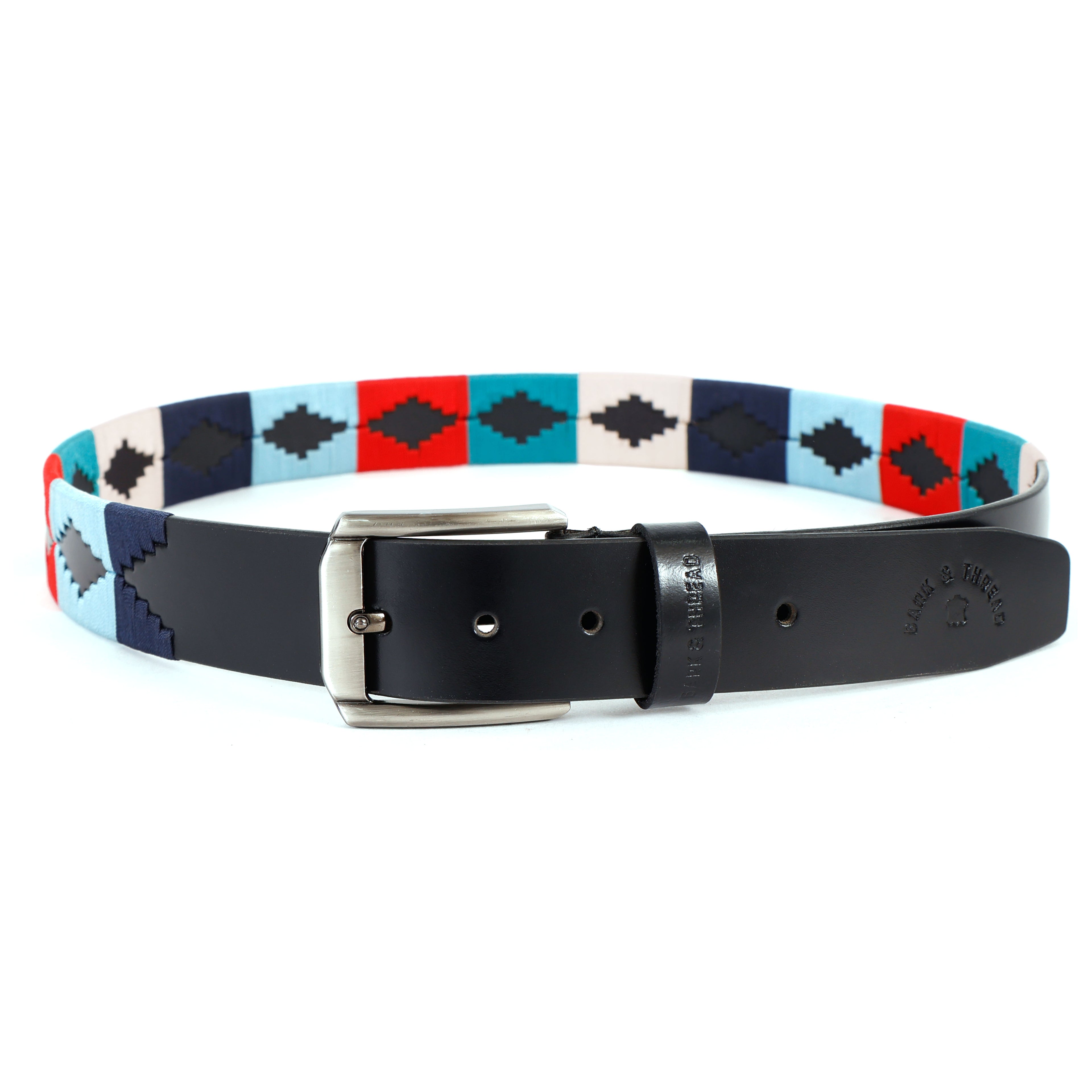 Premium Polo Leather Belt with Multi Stitching – Black Strap & Silver Buckle