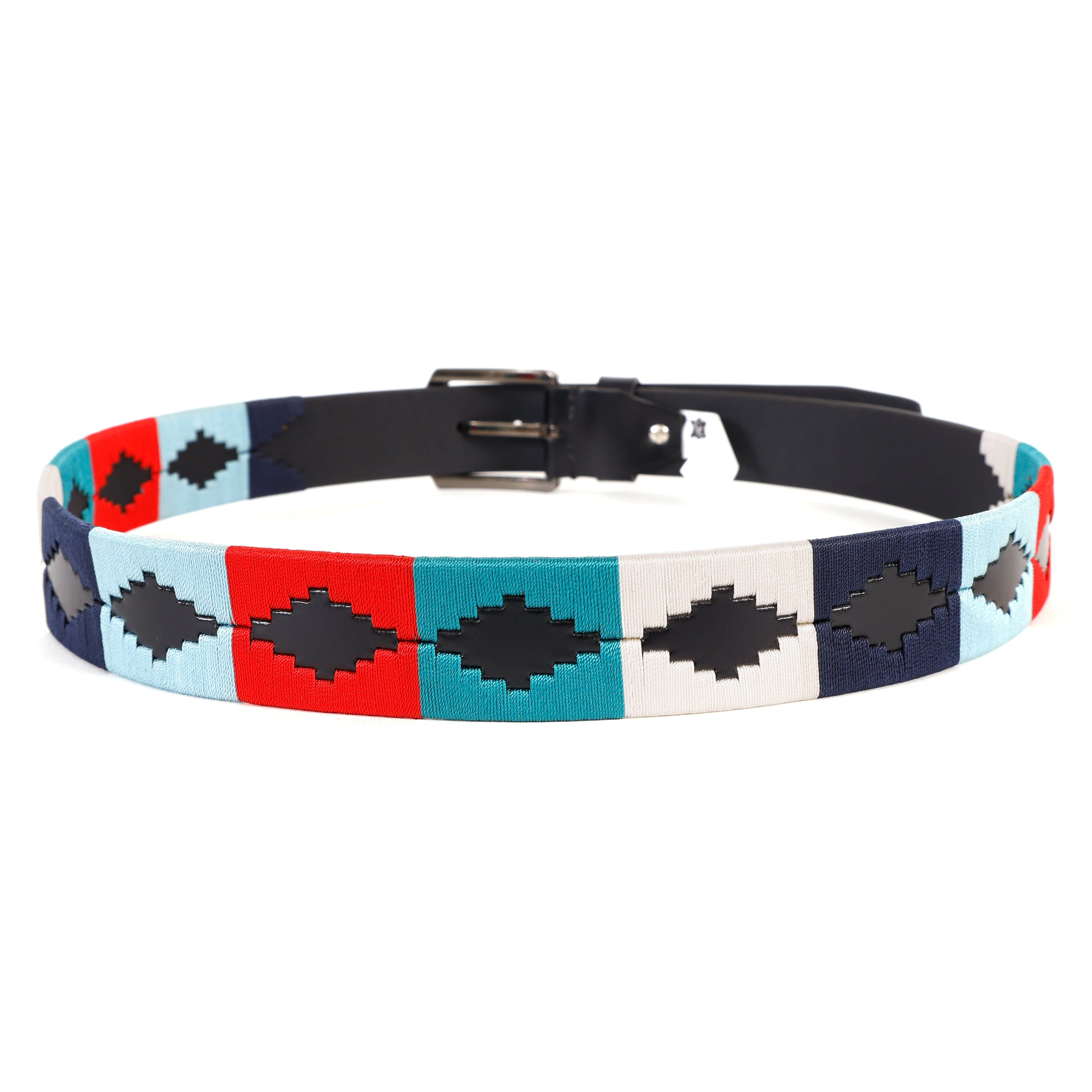 Premium Polo Leather Belt with Multi Stitching – Black Strap & Silver Buckle