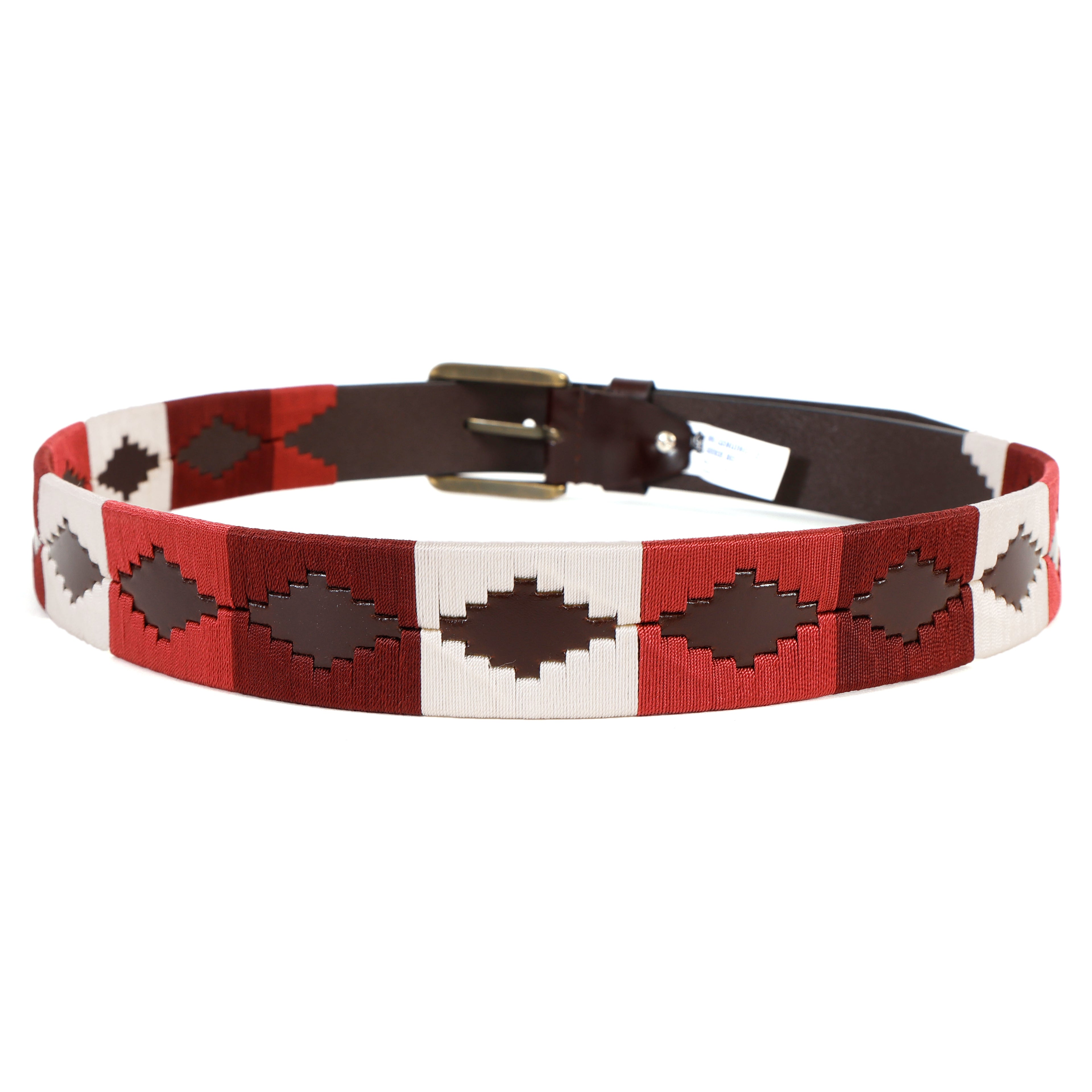 Brown Polo Leather Belt with Multi-Colour Stitching & Silver Buckle