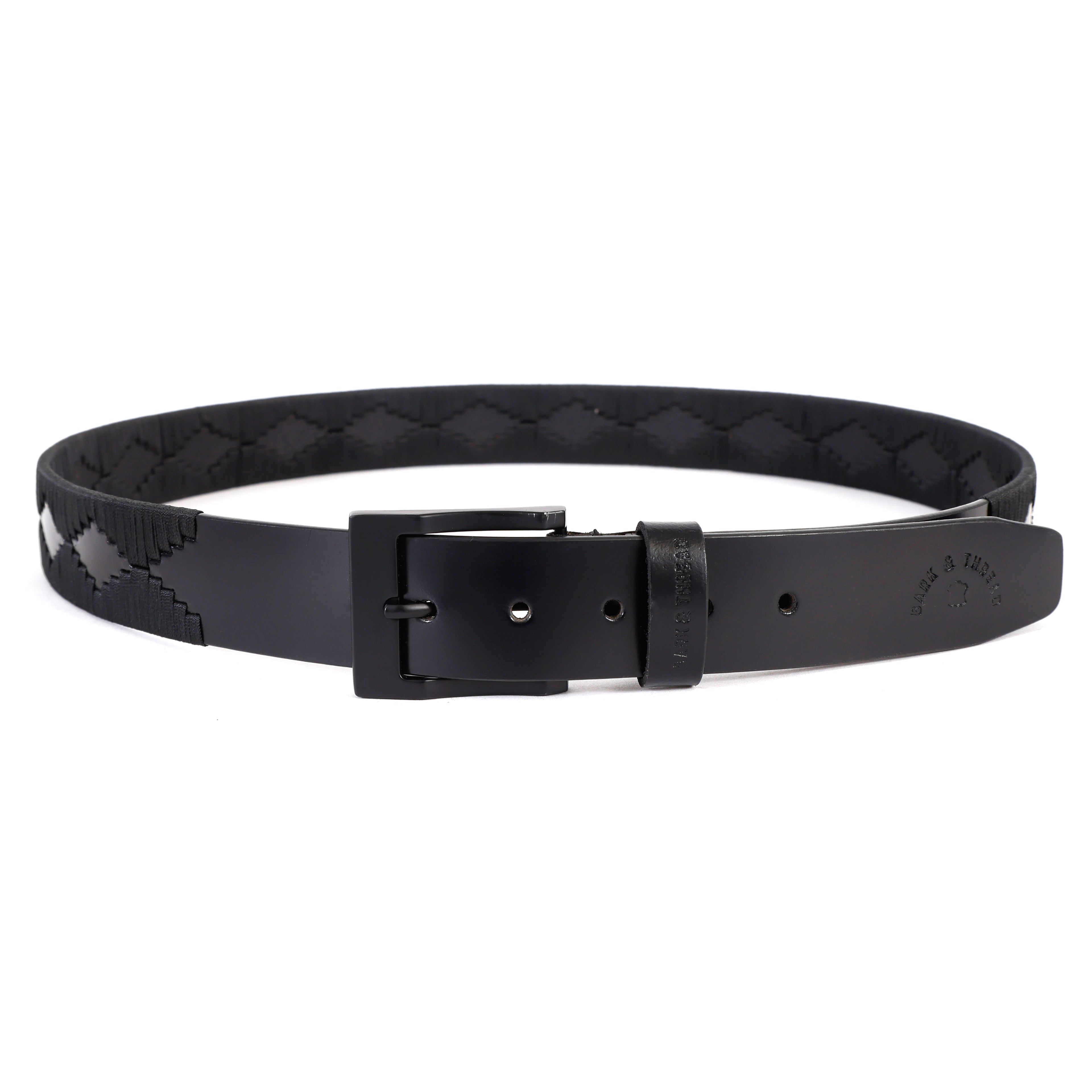 Premium Polo Leather Belt – All Black (Black Strap, Black Stitching & Black Buckle)