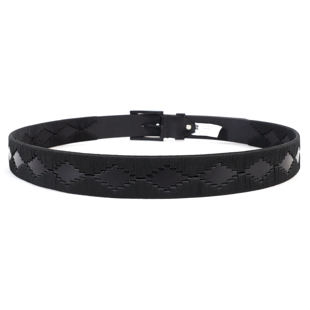Premium Polo Leather Belt – All Black (Black Strap, Black Stitching & Black Buckle)