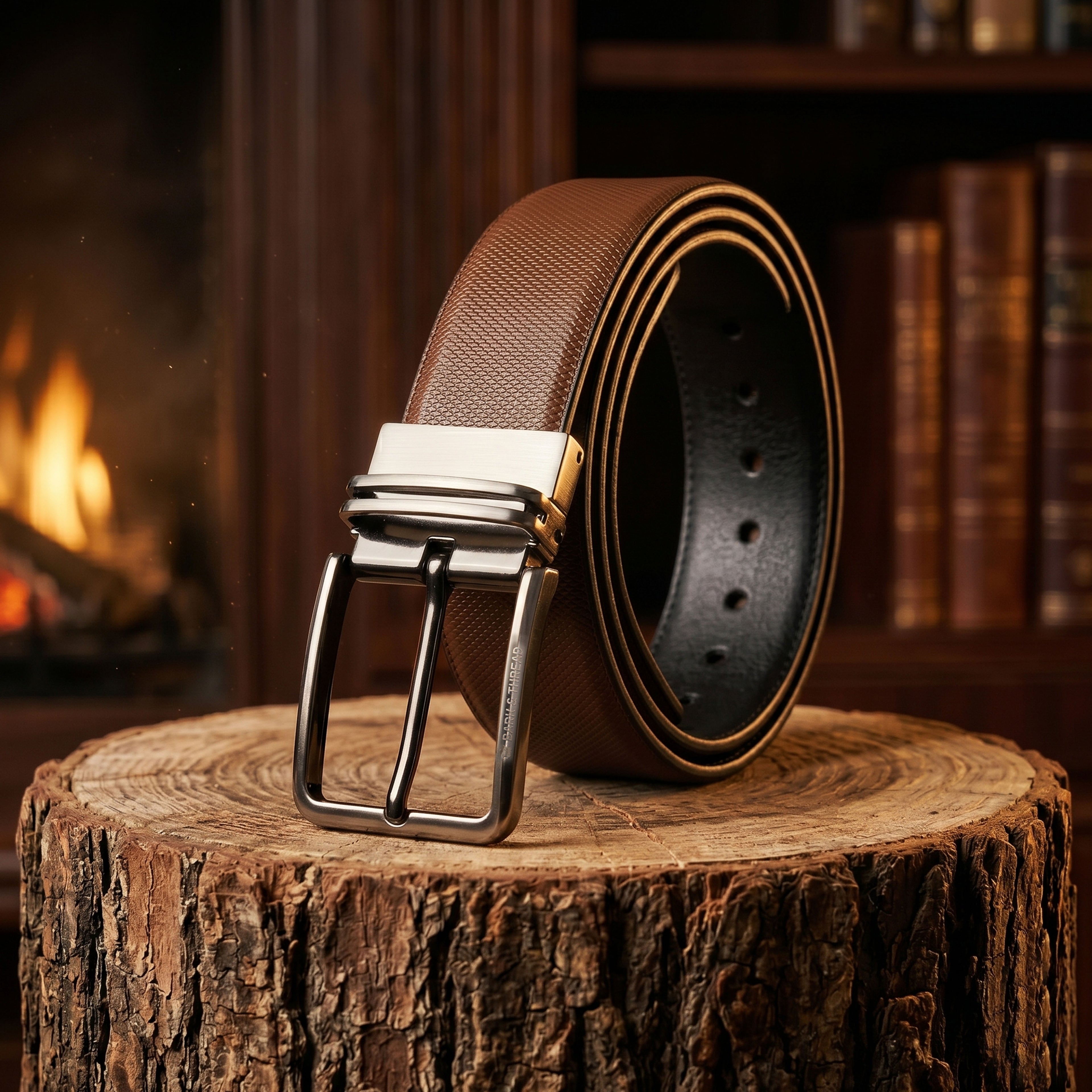 Reversible Genuine Leather Belt for Men with Silver Buckle – Precision Crafted for Modern Elegance